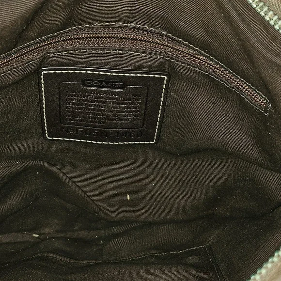 Vintage Coach Tan Jacquard Canvas Small Hobo w/Brown Suede Bottom & Corners - Picture 3 of 6